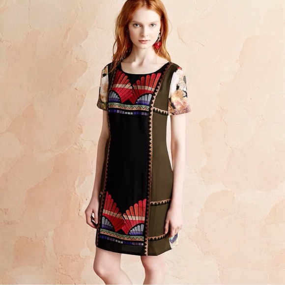 Anthropologie Dresses & Skirts - Anthropologie Ranna Gill Fanned Vignette Embroidered Shift Dress Size 10 EUC
